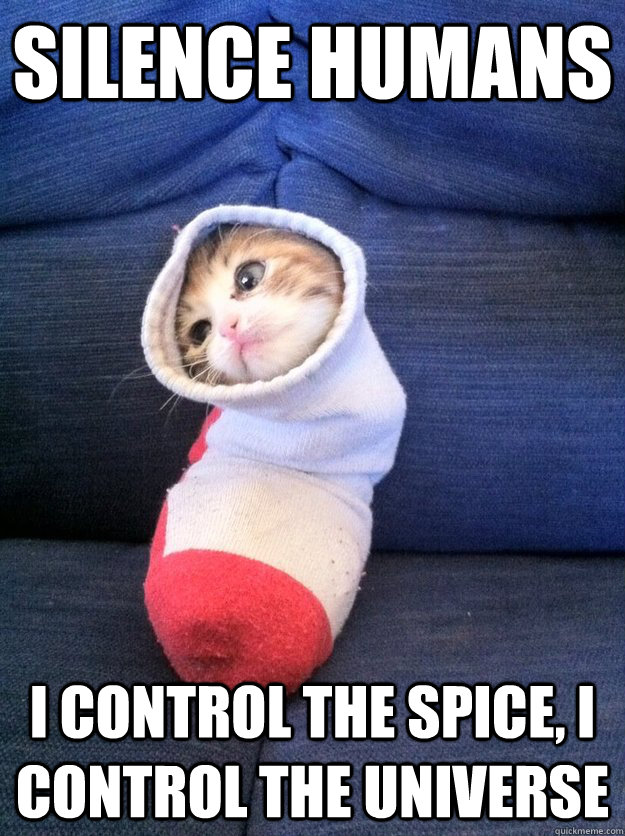 Silence humans I control the spice, I control the universe  