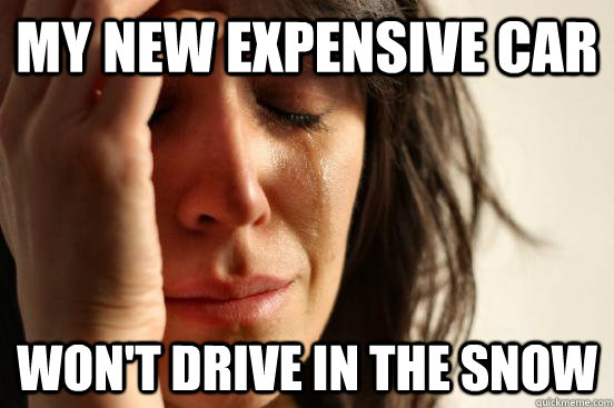 My new expensive car won't drive in the snow - My new expensive car won't drive in the snow  First World Problems