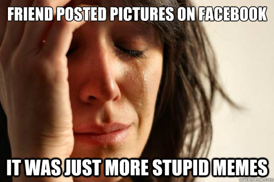 Friend Posted Pictures on Facebook It was just more stupid memes  First World Problems