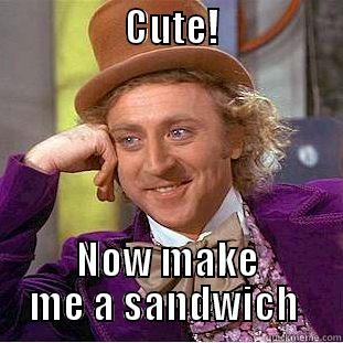                 CUTE!                        NOW MAKE ME A SANDWICH  Condescending Wonka