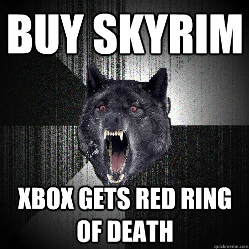 buy skyrim xbox gets red ring of death  Insanity Wolf