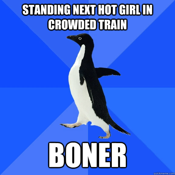 standing next hot girl in crowded train boner  Socially Awkward Penguin