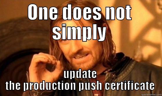 ONE DOES NOT SIMPLY UPDATE THE PRODUCTION PUSH CERTIFICATE Boromir