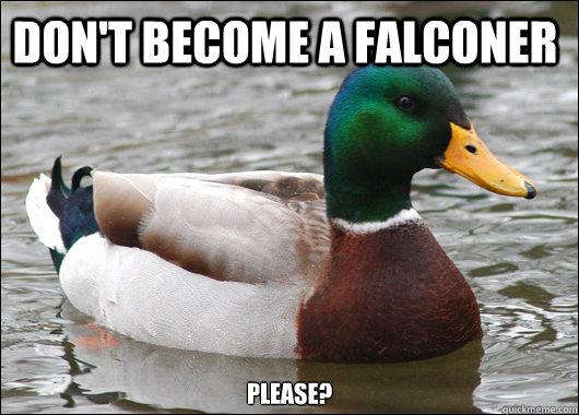 Don't become a falconer please?  Actual Advice Mallard
