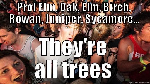 PROF ELM, OAK, ELM, BIRCH, ROWAN, JUNIPER, SYCAMORE... THEY'RE ALL TREES Sudden Clarity Clarence