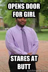Opens door for girl stares at butt - Opens door for girl stares at butt  Misc