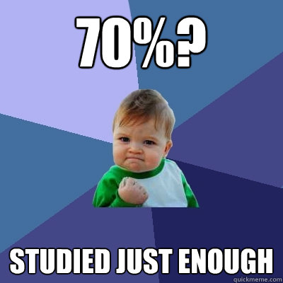 70%? Studied just enough  Success Kid