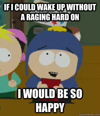 If I could wake up without a raging hard on I would be so happy  Craig - I would be so happy