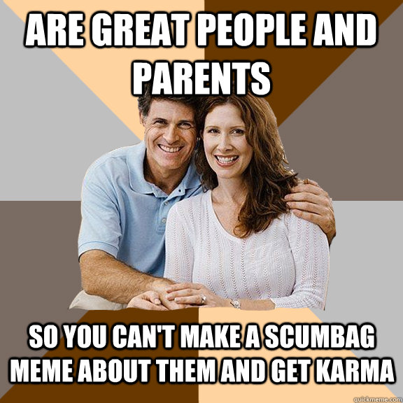 Are great people and parents so you can't make a scumbag meme about them and get karma - Are great people and parents so you can't make a scumbag meme about them and get karma  Scumbag Parents