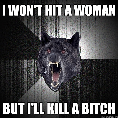 i won't hit a woman but i'll kill a bitch  Insanity Wolf