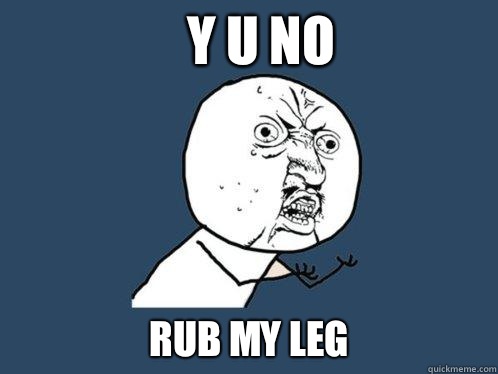 y u no rub my leg  Y U No
