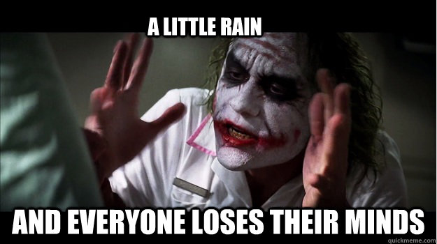 A little rain and everyone loses their minds  Joker Mind Loss