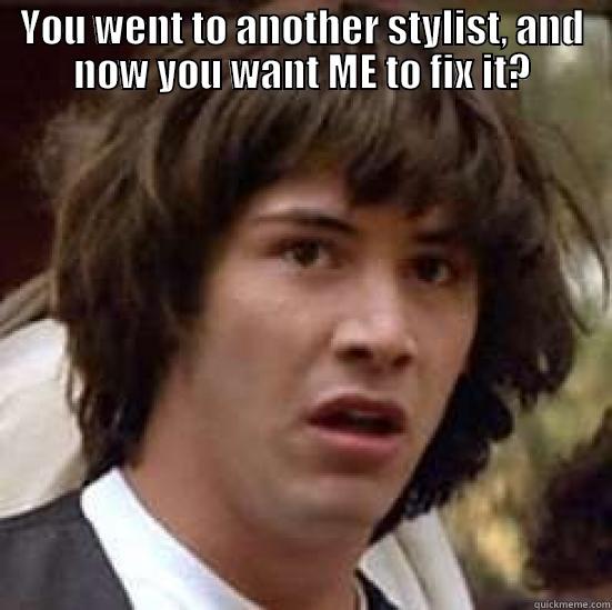 YOU WENT TO ANOTHER STYLIST, AND NOW YOU WANT ME TO FIX IT?  conspiracy keanu