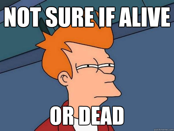 not sure if alive or dead  Futurama Fry