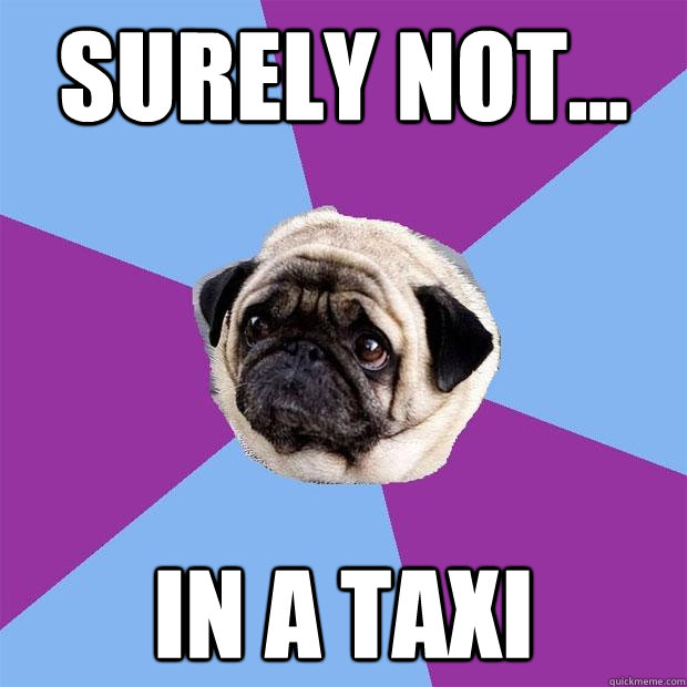 Surely not... in a taxi  Lonely Pug