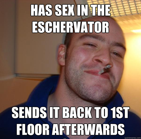 Has sex in the eschervator sends it back to 1st floor afterwards - Has sex in the eschervator sends it back to 1st floor afterwards  Misc