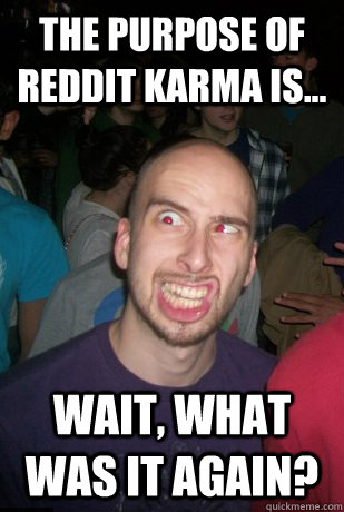 The purpose of reddit karma is... Wait, what was it again? - The purpose of reddit karma is... Wait, what was it again?  Suddenly Lost It Laurence