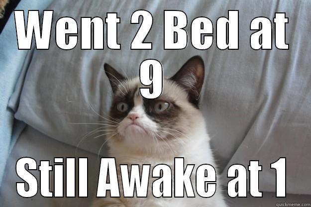 Can't Sleep - WENT 2 BED AT 9 STILL AWAKE AT 1 Grumpy Cat