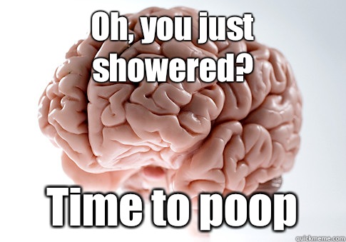 Oh, you just showered? Time to poop  Scumbag Brain