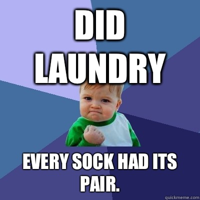 Did laundry Every sock had its pair.  Success Kid