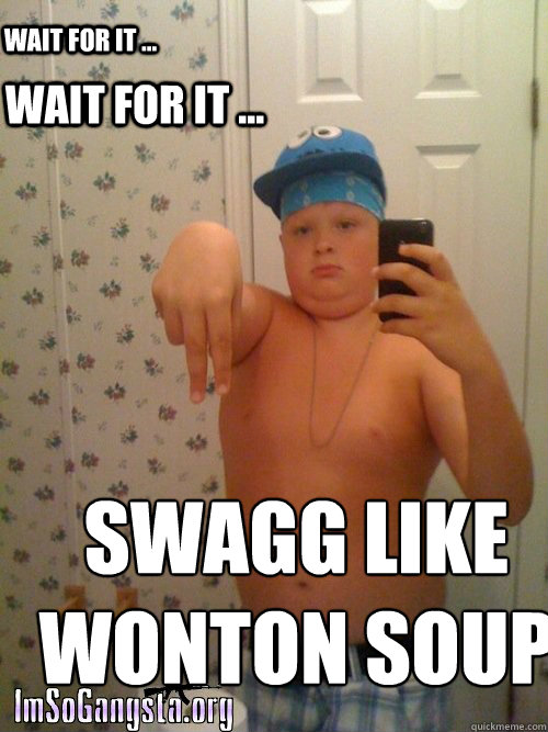 wait for it ... swagg like wonton soup wait for it ...  Wannabe Gangster Kid