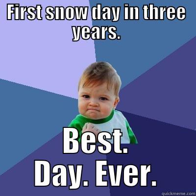FIRST SNOW DAY IN THREE YEARS. BEST. DAY. EVER. Success Kid