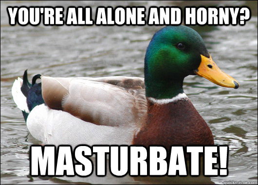 You're all alone and horny? Masturbate! - You're all alone and horny? Masturbate!  Actual Advice Mallard
