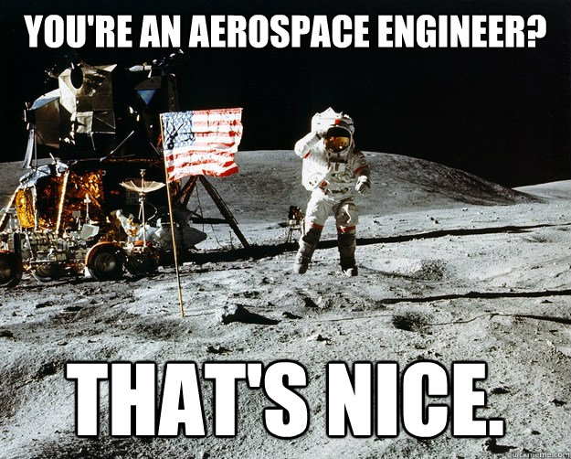 you're an aerospace engineer? That's nice.  Unimpressed Astronaut
