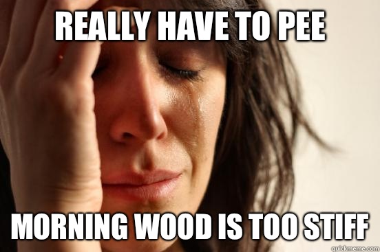 Really have to pee Morning wood is too stiff  First World Problems