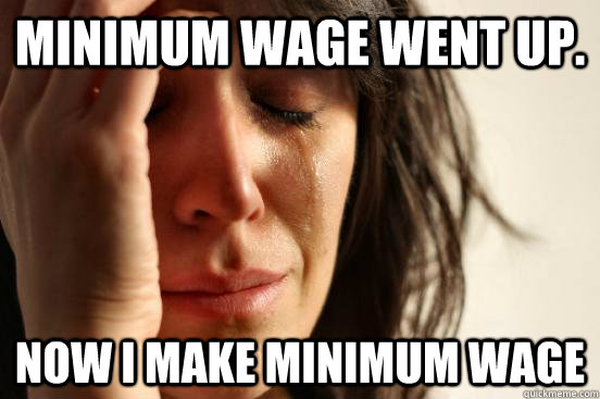 Minimum Wage went up. Now i make minimum wage - Minimum Wage went up. Now i make minimum wage  First World Problems
