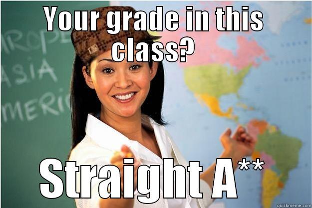 YOUR GRADE IN THIS CLASS? STRAIGHT A** Scumbag Teacher