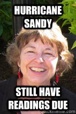 Hurricane Sandy Still have readings due - Hurricane Sandy Still have readings due  Hurricane Snady