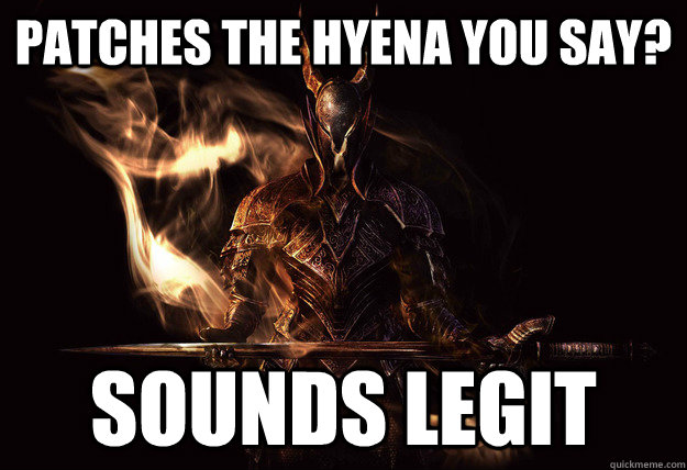 patches the hyena you say? Sounds Legit - patches the hyena you say? Sounds Legit  Dark Souls Meme