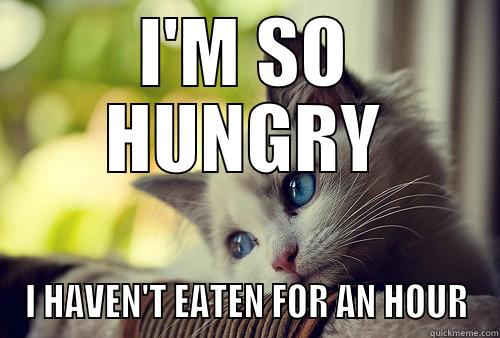 I'M SO HUNGRY I HAVEN'T EATEN FOR AN HOUR First World Problems Cat