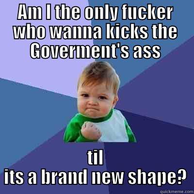 AM I THE ONLY FUCKER WHO WANNA KICKS THE GOVERMENT'S ASS TIL ITS A BRAND NEW SHAPE? Success Kid