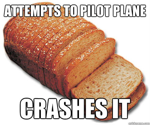 Attempts to pilot plane Crashes it  Scumbag Loaf of Bread