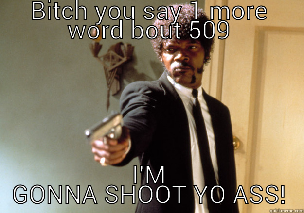 BITCH YOU SAY 1 MORE WORD BOUT 509 I'M GONNA SHOOT YO ASS! Samuel L Jackson