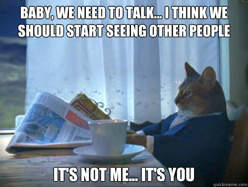 baby, we need to talk... i think we should start seeing other people it's not me... it's you  The One Percent Cat
