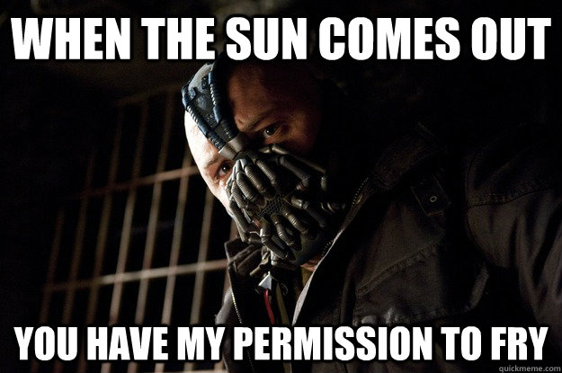 when the sun comes out you have my permission to fry - when the sun comes out you have my permission to fry  Angry Bane