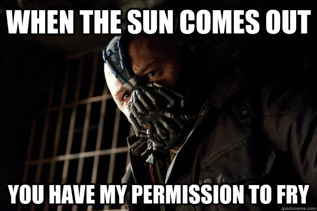 when the sun comes out you have my permission to fry  Angry Bane