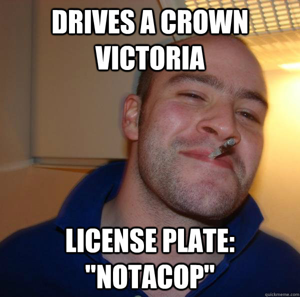 drives a crown victoria license plate: 