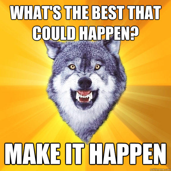 what's the best that could happen? make it happen  Courage Wolf