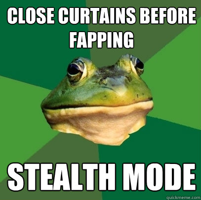 close curtains before fapping stealth mode  Foul Bachelor Frog