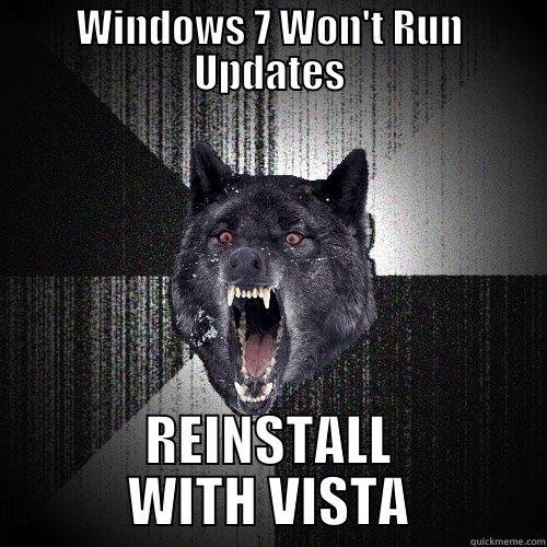 WINDOWS 7 WON'T RUN UPDATES REINSTALL WITH VISTA Insanity Wolf