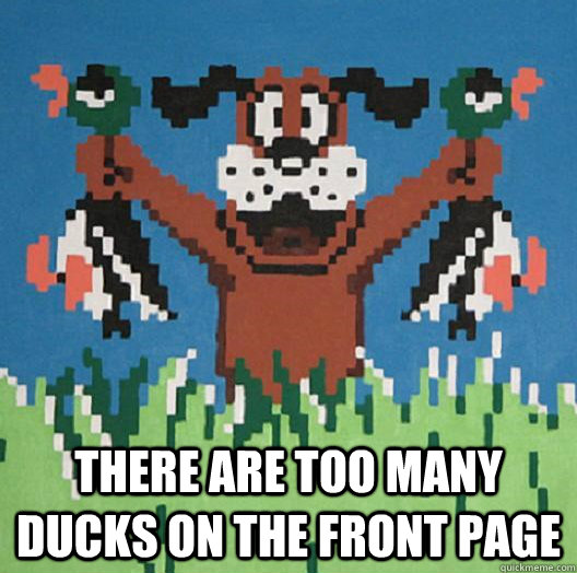  There are too many ducks on the front page  