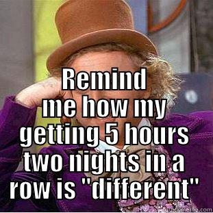  REMIND ME HOW MY GETTING 5 HOURS TWO NIGHTS IN A ROW IS 