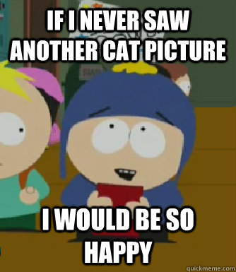If i Never saw another cat picture I would be so happy  Craig - I would be so happy