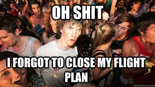 OH SHIT I forgot to close my flight plan  Sudden Clarity Clarence