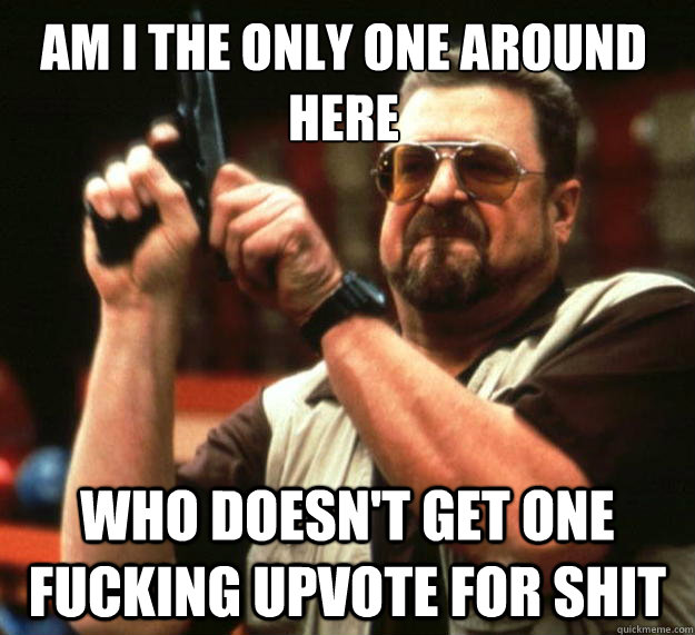 Am I the only one around here who doesn't get one fucking upvote for shit  Walter