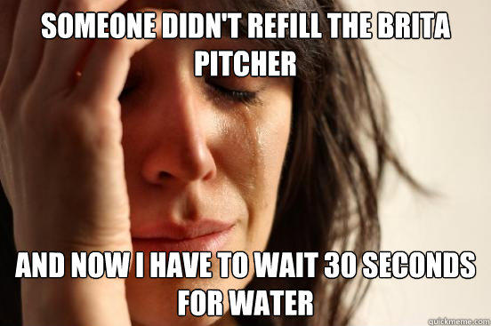 Someone didn't refill the Brita pitcher and now I have to wait 30 seconds for water  First World Problems